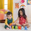imageBright Starts KaledioCubes 9pk Stack ampamp Squeeze Blocks Baby Bath Toys  Play ampamp Learn with Colors Numbers ampamp Shapes Ages 3 Months MulticolorTropicanimals