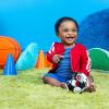 imageBright Starts Oball Easy Grasp Classic Ball Infant Toy in PinkPurple Age Newborn and up 4 InchesBlack  White Soccer Ball