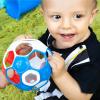 imageBright Starts Oball Musical Toy Jingle ampamp Shake Pal BPAFree EasyGrasp Baby Rattle Toy Ages NewbornRed  White  Blue Soccer Ball