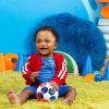 imageBright Starts Oball Musical Toy Jingle ampamp Shake Pal BPAFree EasyGrasp Baby Rattle Toy Ages NewbornRed  White  Blue Soccer Ball