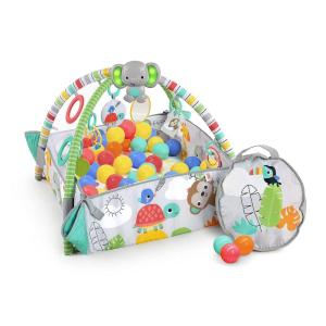 imageBright Starts 5in1 Your Way Ball Play  Jumbo Play Mat Converts to Ball Pit Baby Gym Newborn to Toddler  Totally Tropical GreenTotally Tropical