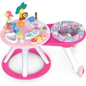 imageBright Starts Around We Go 2in1 Baby Walker Discovery Activity Center and Table Tropic Coral Ages 6 MonthsTropical Coral