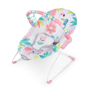 imageBright Starts Baby Bouncer Soothing Vibrations Infant Seat  Removable Toy Bar Nonslip Feet 06 Months Up to 20 lbs Rainforest VibesFlamingo Vibes  Pink