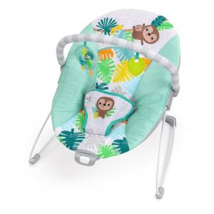 imageBright Starts Baby Bouncer Soothing Vibrations Infant Seat  Removable Toy Bar Nonslip Feet 06 Months Up to 20 lbs Rainforest VibesWild Wonders
