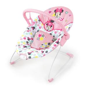 imageBright Starts Disney Baby Minnie Mouse Baby Bouncer Soothing Vibrations Plush Infant Seat  Removable Toy Bar Nonslip Feet 06 Months Up to 20 lbs Spotty DottyMinnie Mouse