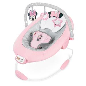 imageBright Starts Disney Baby Winnie The Pooh Baby Bouncer Soothing Vibrations Deluxe Infant Seat  Faux Suede Music Removable Toy Bar 06 Months 620 lbs Dots ampamp Hunny PotsMinnie Mouse