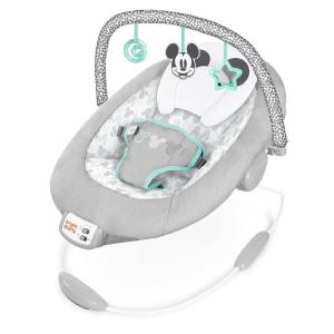 imageBright Starts Disney Baby Winnie The Pooh Baby Bouncer Soothing Vibrations Deluxe Infant Seat  Faux Suede Music Removable Toy Bar 06 Months 620 lbs Dots ampamp Hunny PotsMickey Mouse