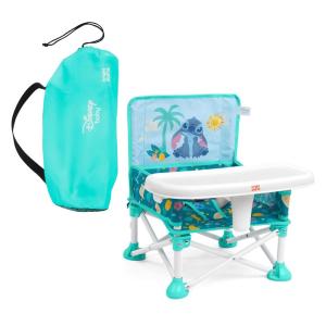 imageBright Starts Disney Minnie Mouse Pop N Sit Portable Booster IndoorOutdoor Use Floor Seat with Feeding Tray 6 Mos  3 YrsStitch