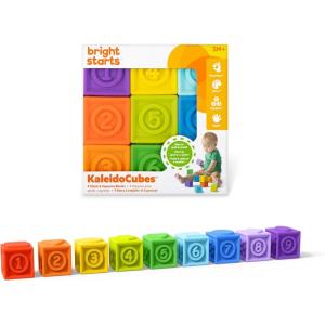 imageBright Starts KaledioCubes 9pk Stack ampamp Squeeze Blocks Baby Bath Toys  Play ampamp Learn with Colors Numbers ampamp Shapes Ages 3 Months MulticolorKalediocubes