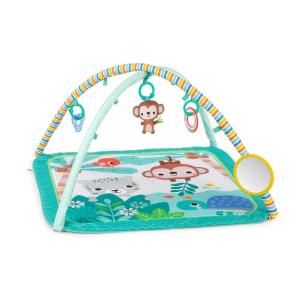 imageBright Starts Palm Party Baby Activity Gym Machine Washable Play Mat with 4 Toys Newborn and up  Gender Neutral 32x32x18 Inch