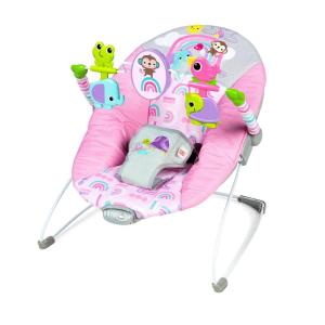 imageBright Starts Pink Paradise Portable Baby Bouncer with Vibrating Infant Seat and Toy Bar Max Weight 20 lbs Age 06 MonthsPink Paradise