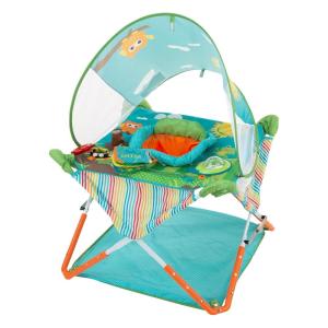 imageBright Starts Pop N Jump Portable Activity Jumper IndoorOutdoor Use Sweet Treats with 4 Sensory Toys Ages 612 MonthsAnimal