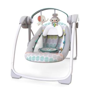 imageBright Starts Portable Automatic 6Speed Baby Swing with Adaptable Speed Taggies Music RemovableToyBar 09 Months 620 lbs Whimsical WildWhimsical Wild