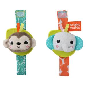 imageBright Starts Rattle ampamp Teethe Wrist Pals Toy Unicorn ampamp Llama Newborn 2 CountOrangeBlue