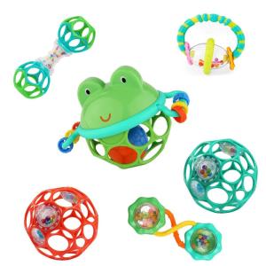 imageBright Starts Rattle and Teethe Chillable Baby Teether Pretty in Pink Ages 3 Months 6Piece Gift Set