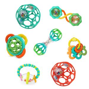 imageBright Starts Rattle and Teethe Chillable Baby Teether Pretty in Pink Ages 3 Months 7Piece Git Set