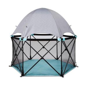 imageDisney Baby Finding Nemo Pop N Play Deluxe Portable Playard by Bright Starts PopandFold Baby Beach Tent UVAUVB Protection IndoorOutdoor 6 MonthsBlue Deluxe Playard