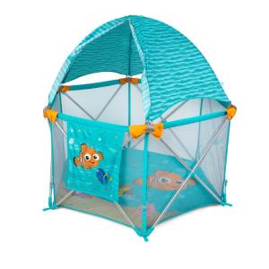 imageDisney Baby Finding Nemo Pop N Play Deluxe Portable Playard by Bright Starts PopandFold Baby Beach Tent UVAUVB Protection IndoorOutdoor 6 MonthsFinding Nemo
