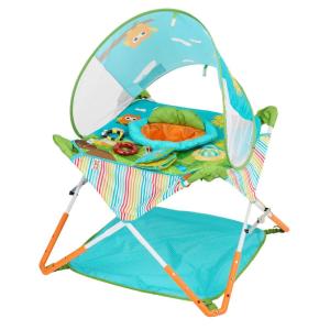 imageBright Starts John Deere Pop N Jump Portable Baby Jumper Foldable IndoorOutdoor Baby Jumper with Sensory Activities Ages 612 MonthsOwl Forest