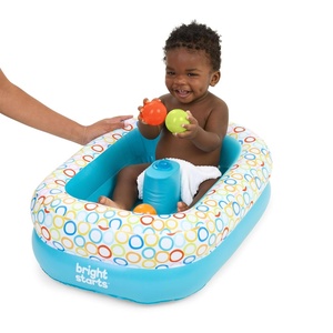 image:imageBright Starts Bathe amp Giggle 2in1 Baby Bath Tub and Ball Pit Inflatable Bathtub with Builtin Air Pump and 8 Floating Balls Portable Design Deflates and Folds Easily 6MNeutral