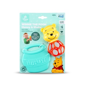 image:imageBright Starts Disney Baby Winnie the Pooh Silly Ole Bundle Gift Set 5Piece Sensory Toy Set with Rattle Teether Oball amp Flash Cards Developmental Baby Toys 012 Months Newborn GiftHunny  Shake Rattle  Teether