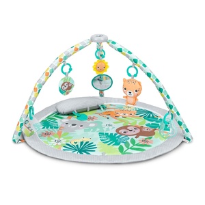 image:imageBright Starts Wild Rainforest Foldaway Activity Gym with Carry Bag for Storage amp Travel Blue Green Jungle Play Gym Newborns amp UpBlue Green