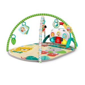 image:imageBright Starts Wild Rainforest Foldaway Activity Gym with Carry Bag for Storage amp Travel Blue Green Jungle Play Gym Newborns amp UpGreen