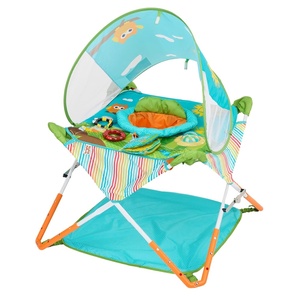 image:imageBright Starts Pop N Jump Portable Baby Activity Center Indoor Outdoor Use Lightweight Carrying Bag Canopy 612 Months  Sky Stripes BlueOwl Forest