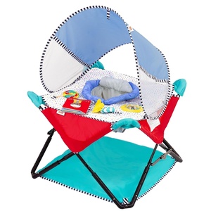 image:imageBright Starts Pop N Jump Portable Baby Activity Center Indoor Outdoor Use Lightweight Carrying Bag Canopy 612 Months  Sky Stripes BlueSweet Treats