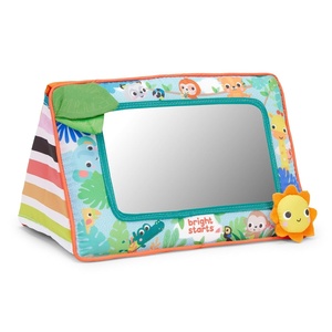 image:imageBright Starts Sit amp See Tummy Time Mirror Crinkle Leaves and Squeaker Sun MultiSensory Toy Unisex Newborn amp Up