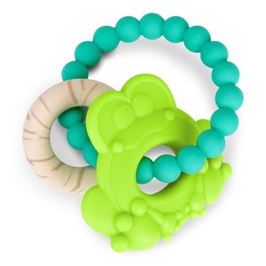 image:imageBright Starts Ribbit Ring Silicone Teether with Frog Charm and Teething Ring EasyGrip Baby Teether for Sore Gums Ages 3 Months